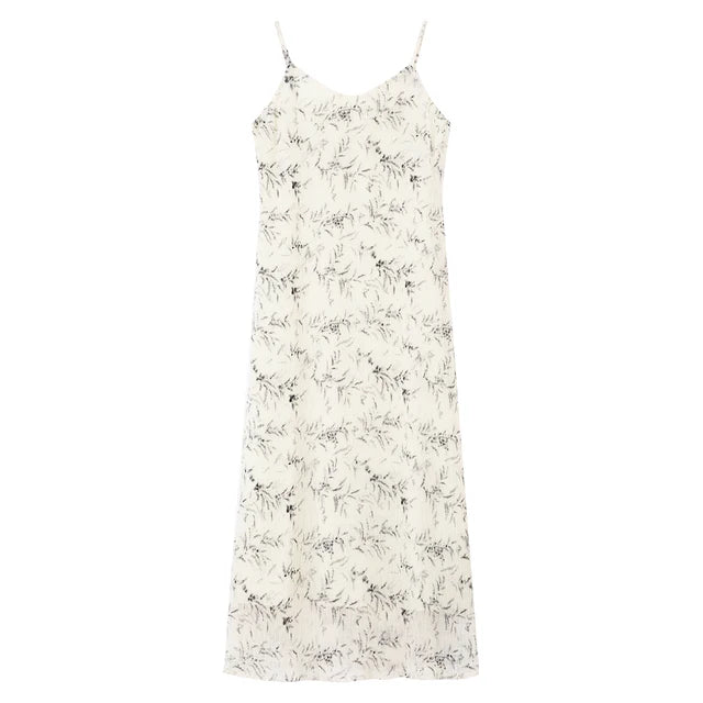 Floral V-Neck Suspender Dress
