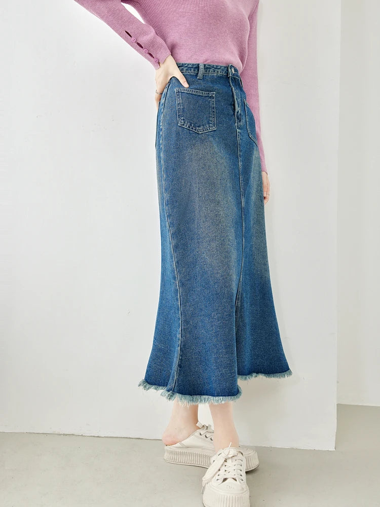 Fashion Denim Midi Skirt