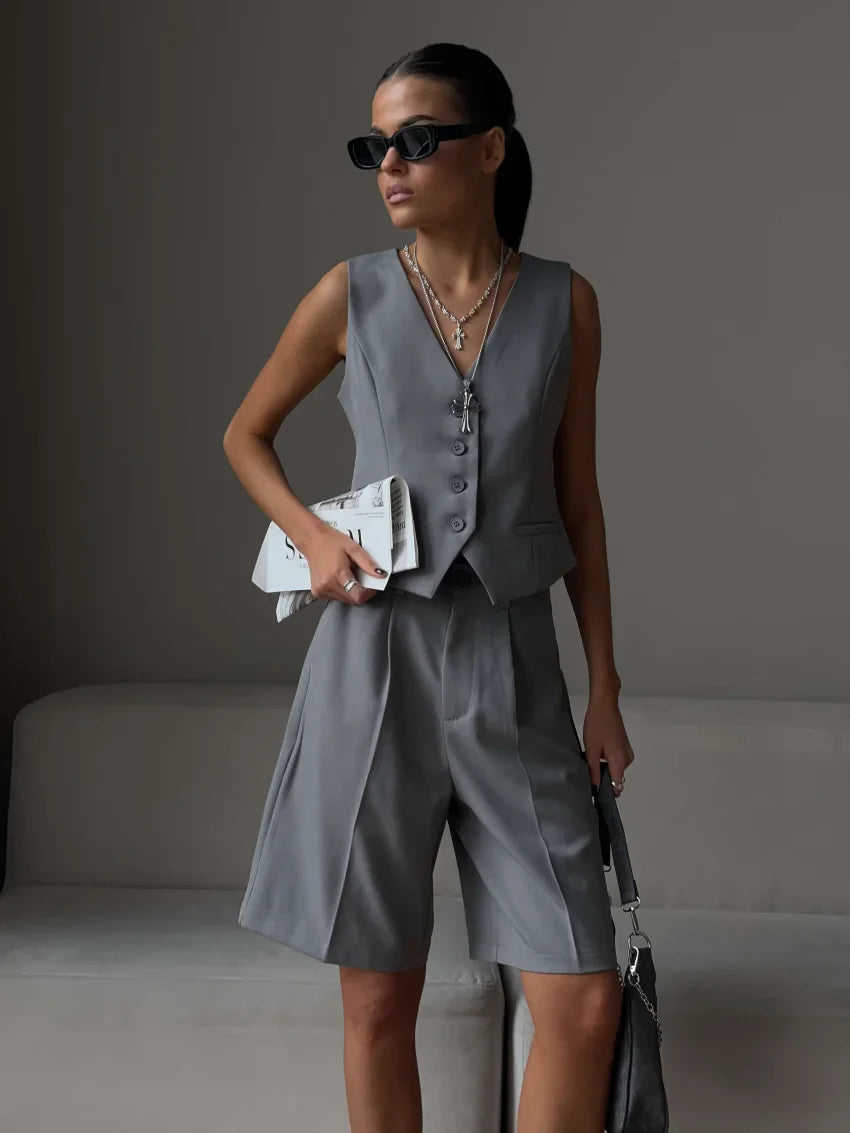 Summer Chic Vest & Shorts Set