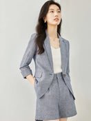 Switch 2-Piece Gray Linen Blazer Shorts Set 2 image