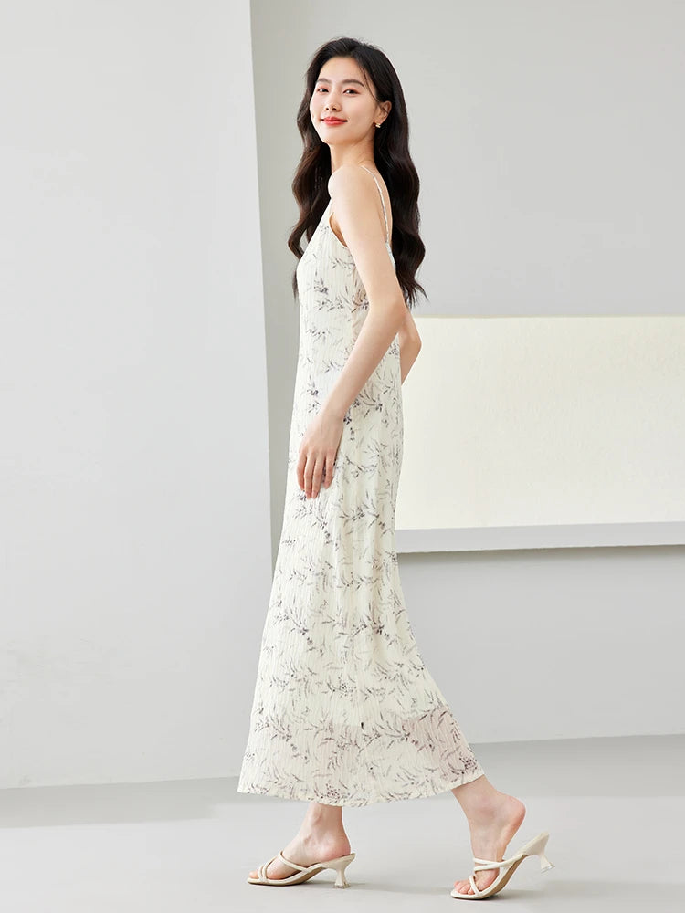 Floral V-Neck Suspender Dress
