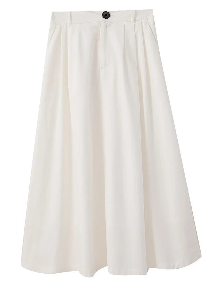 Women's High Waist A-line Midi Skirt
