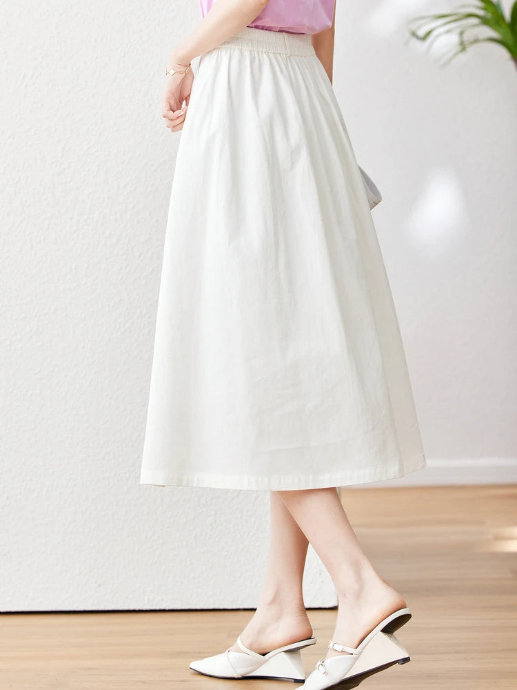 Women's High Waist A-line Midi Skirt
