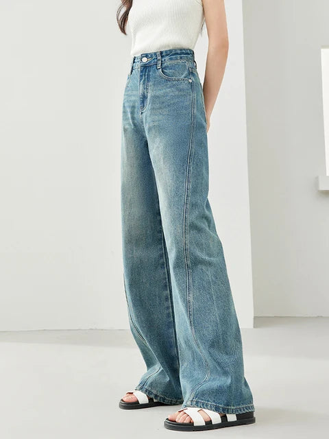 Wide-Leg Denim Pants