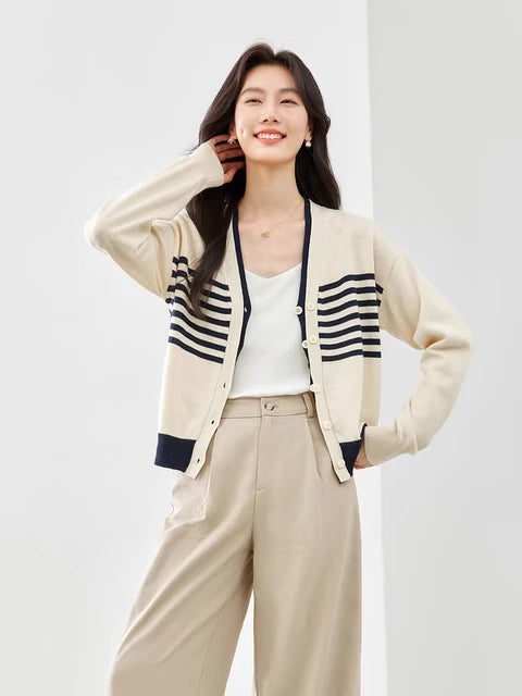 Apricot V-neck Sweater Coat