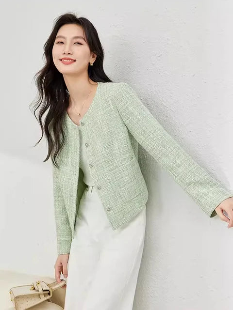 Stylish O-neck Chic Tweed Jacket