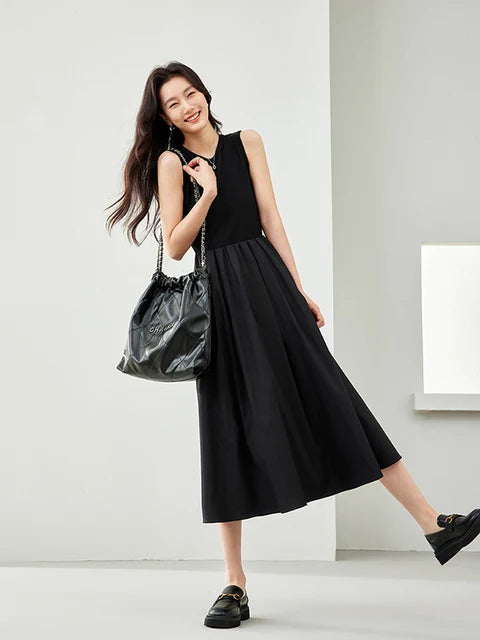 Elegant Patchwork Black Maxi