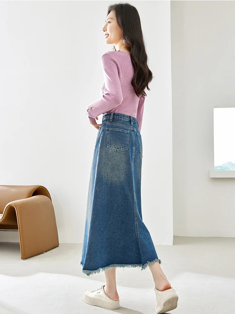 Fashion Denim Midi Skirt