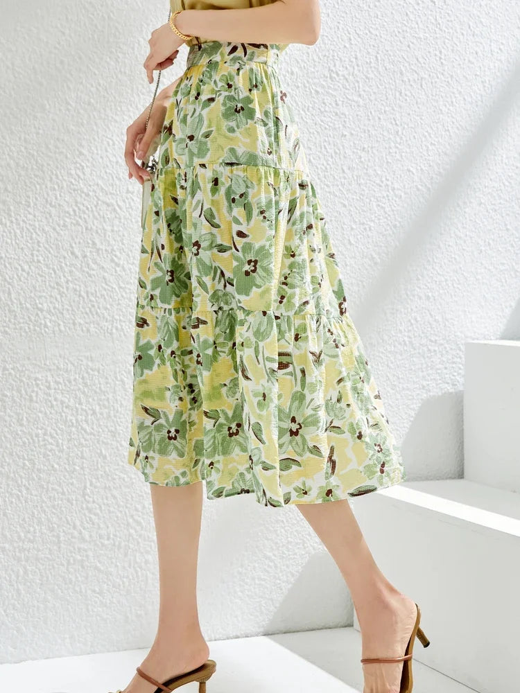 Floral Elegance Midi Skirt