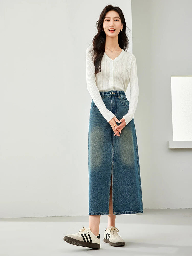 Vintage Maxi Denim Skirt
