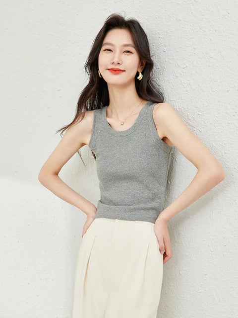Slim White Knit Tank