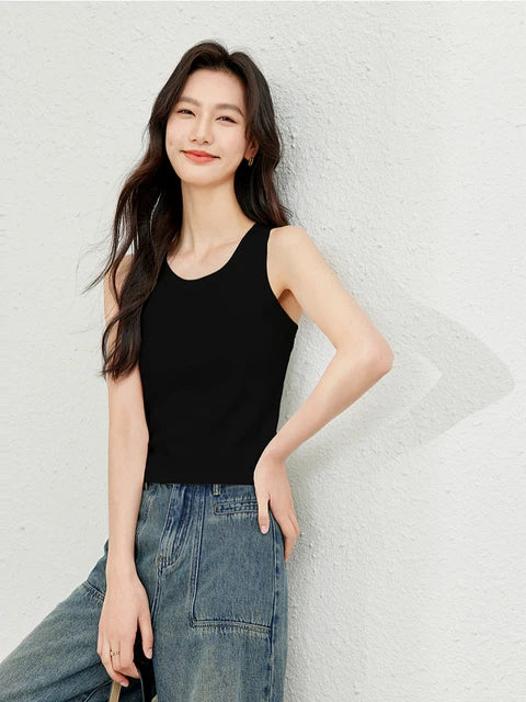 Slim White Knit Tank