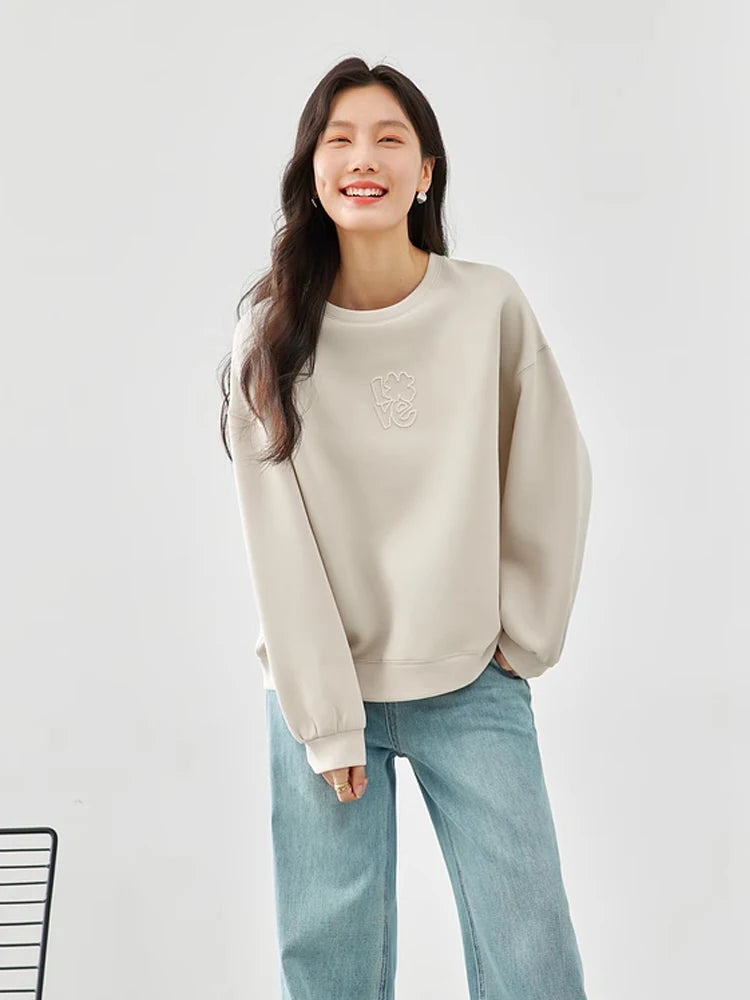Vimly Lazy Style Embroidered Sweatshirt