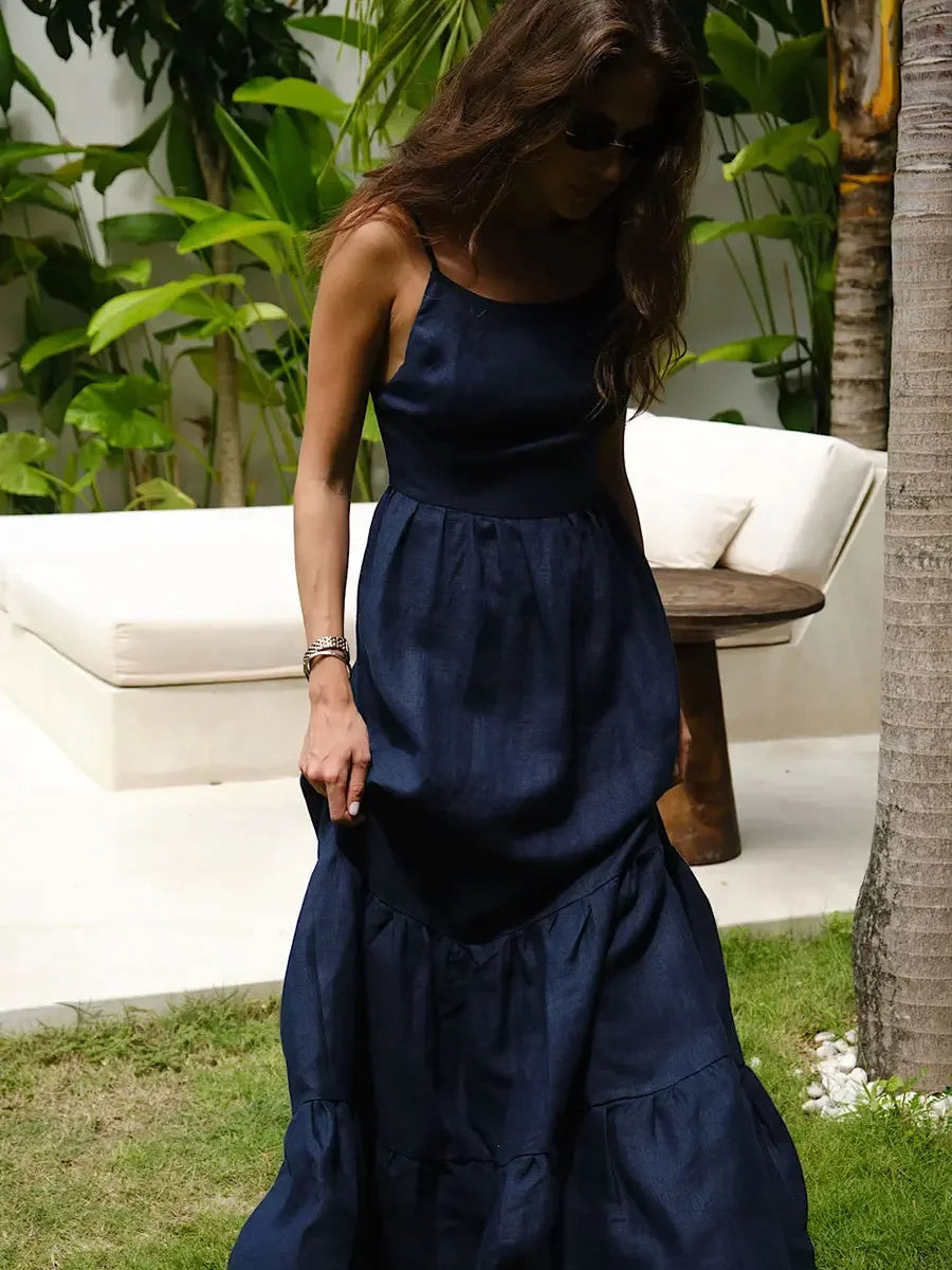 Summer Lace-Up Halter Dress