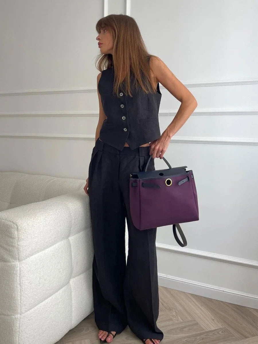 Chic Linen-Cotton Women's Office Suit