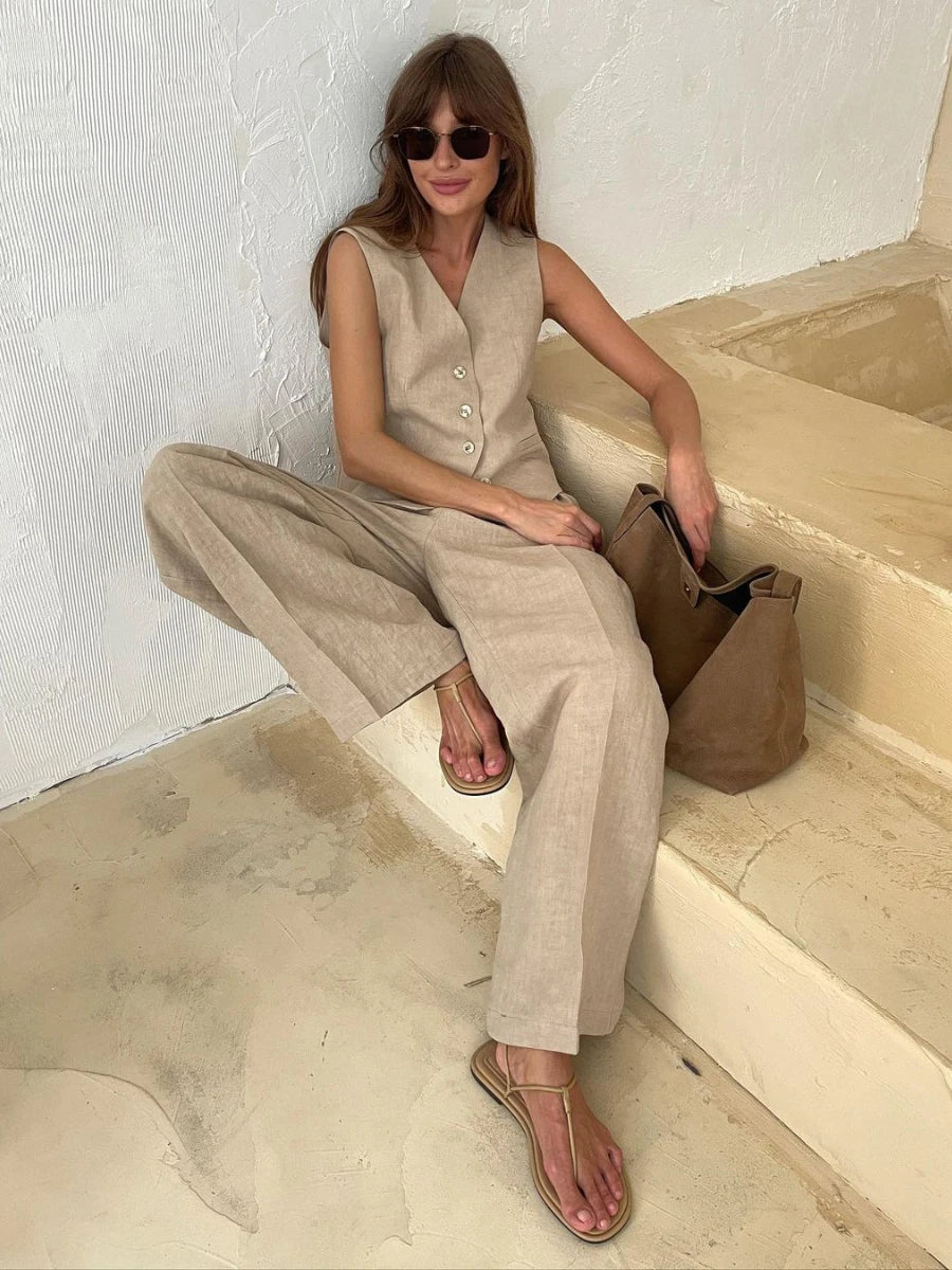 Chic Linen-Cotton Women's Office Suit